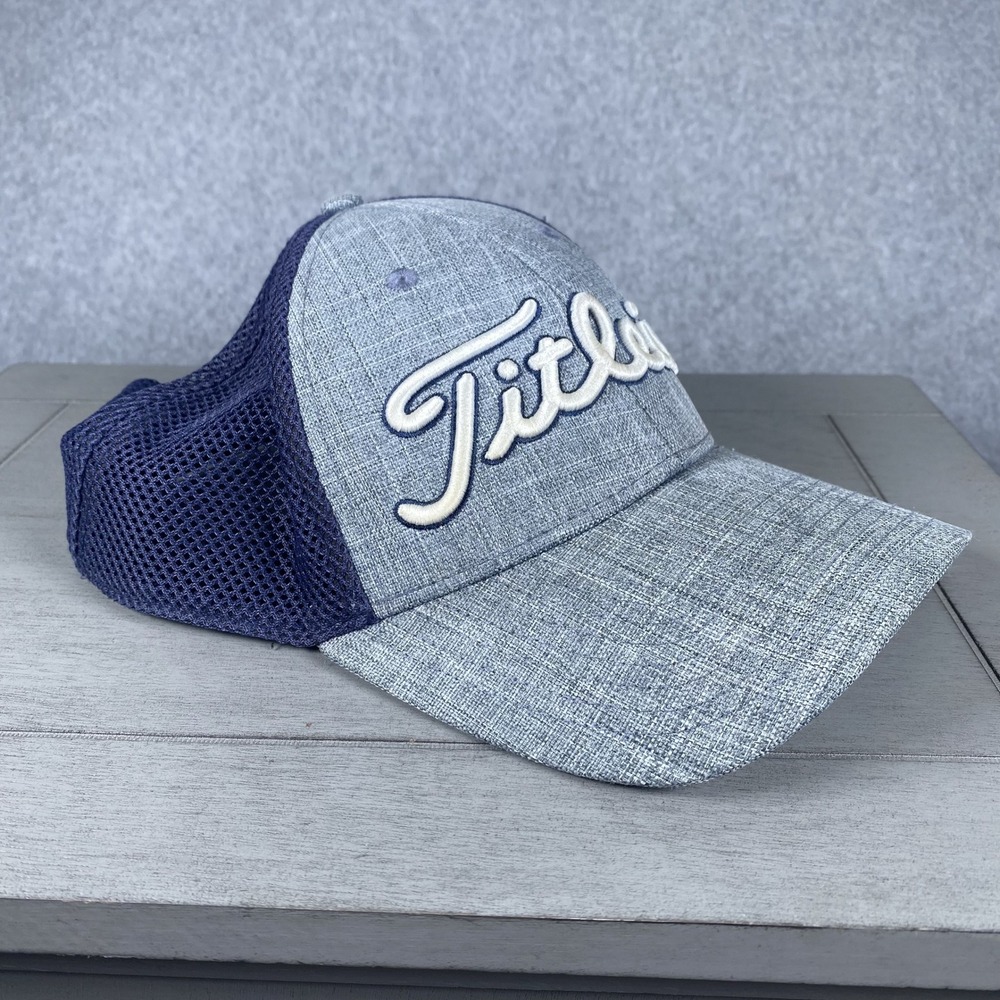 Titleist Trucker Hat Mens Gray Navy Blue Embroidered Mesh Snapback Golf Cap